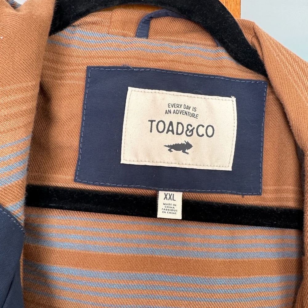 Toad&Co Navy Raincoat with Tan Lining - Picture 3 of 5